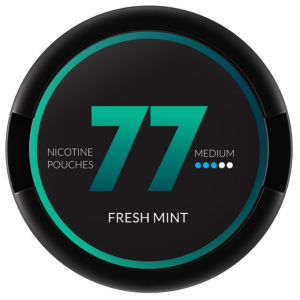 Alt Text: "77 Fresh Mint Medium Slim Snus Can - Premium Tobacco-Free Nicotine Pouches with Refreshing Mint Flavor"