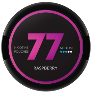 77 Raspberry Medium Slim Snus Can - Premium Tobacco-Free Nicotine Pouches with a Refreshing Raspberry Flavor in a Sleek