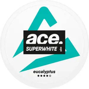 Close-up of Ace Eucalyptus Strong Slim Snus Can - Premium Tobacco-Free Nicotine Pouches with Refreshing Eucalyptus Flavor in a Sleek