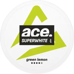 Close-up image of Ace Green Lemon Strong Slim snus can