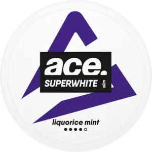 Close-up of Ace Liquorice Mint Strong Snus Can - Premium Tobacco-Free Nicotine Pouches with Refreshing Mint and Rich Liquorice Flavor