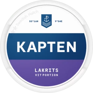 Kapten Lakrits Vit Snus Can - Premium Swedish Snus with Rich Licorice Flavor in a Sleek White Design