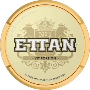 Close-up of Ettan Portion White Snus Can - Premium Swedish Tobacco in a Sleek