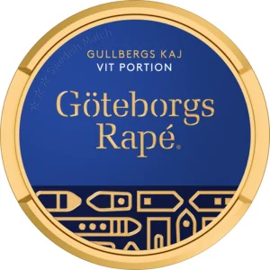 Close-up of Göteborgs Rapé Gullbergs Kaj snus can