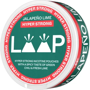 Loop Jalapeno Lime Hyper Strong Snus Can - A vibrant and bold snus can featuring the Loop brand's signature design. The can showcases the unique Jalapeno Lime flavor