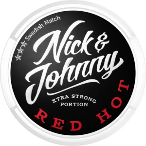 Nick and Johnny Red Hot Snus Can - Bold and Spicy Flavor in a Sleek Black and Red Design