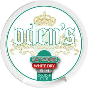 Experience the intense mint flavor and super strong nicotine hit of Odens Extreme Double Mint Slim White Dry. Buy here at SnusnPouches.com!