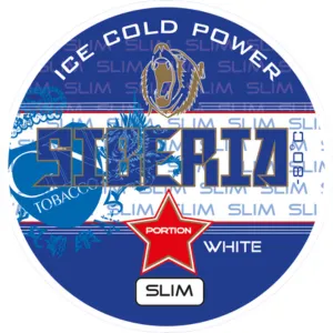 Close-up of a Siberia Ice Cold Power Slim White snus can