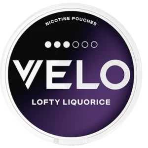 Velo Lofty Liquorice Strong Slim Snus Can - Premium Tobacco-Free Nicotine Pouches with Rich Liquorice Flavor in a Sleek